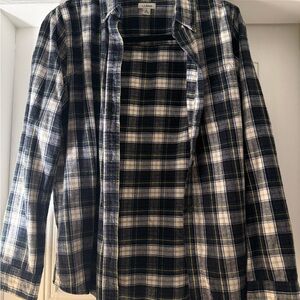 L.L. Bean Navy and White Checkered Shirt